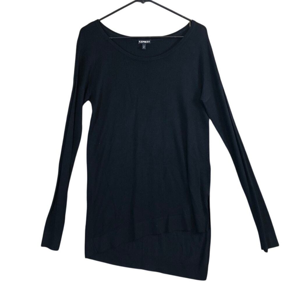 Express Women Sweater Black Thin Asymmetrical Tunic Super Soft Long Sleeve Small